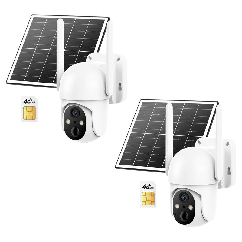4G LTE Solar Powered Security Camera CB114S with 2K Live View 360° Coverage Two Way Audio PIR Motion Detection IP65 Waterproof Outdoor Surveillance(4G DATA REFILL Required)