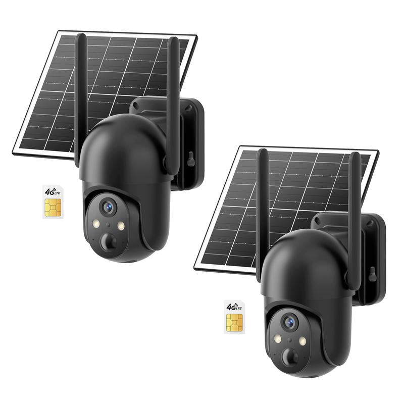 4G LTE Solar Powered Security Camera CB114S with 2K Live View 360° Coverage Two Way Audio PIR Motion Detection IP65 Waterproof Outdoor Surveillance（4G DATA REFILL Required）