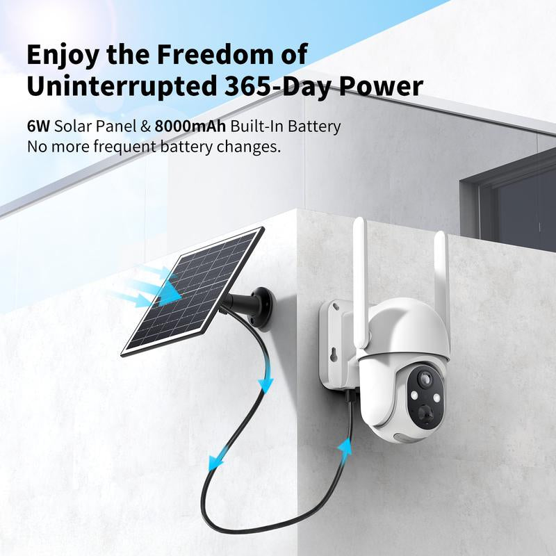 4G LTE Solar Powered Security Camera CB114S with 2K Live View 360° Coverage Two Way Audio PIR Motion Detection IP65 Waterproof Outdoor Surveillance（4G DATA REFILL Required）