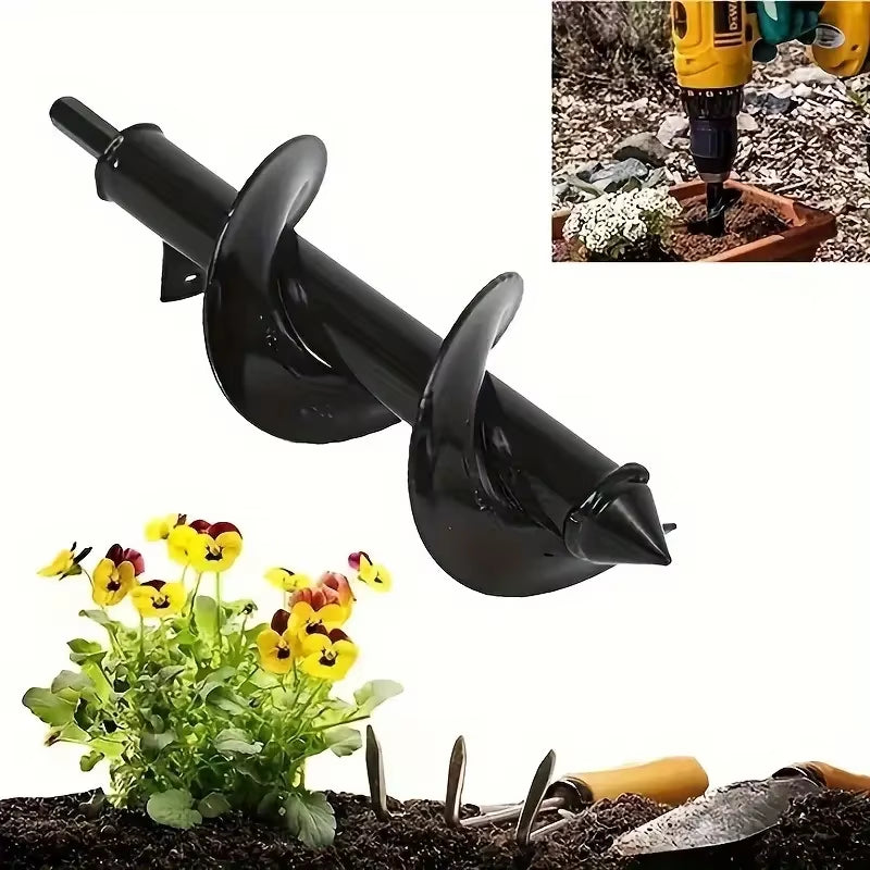 Garden Auger Bits for Planting Hexagonal Shaft Drill Bits Require No Power Solid Steel Auger for Bulb and Bedding Plant Growing