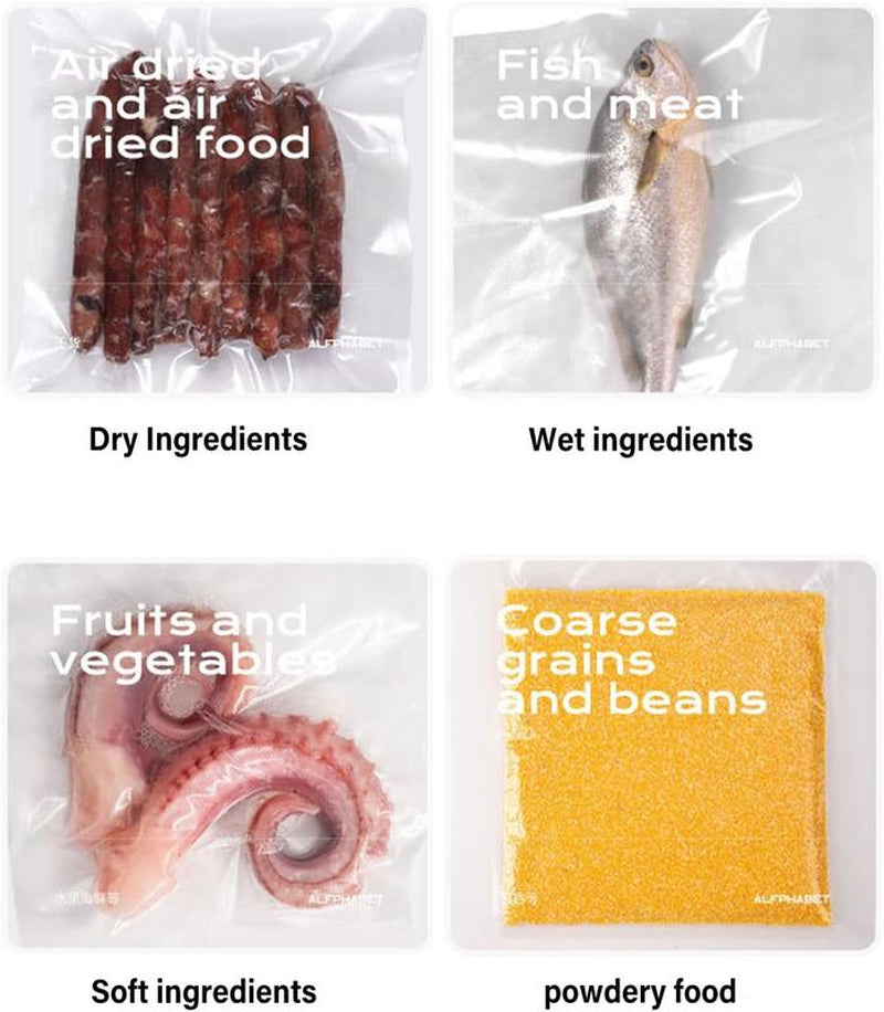 Vacuum Sealer Machine Strong Suction 5-In-1 Modes for Dry & Moist Foods with 10 Vacuum Bags Black Design for Fresh Meat Vegetables