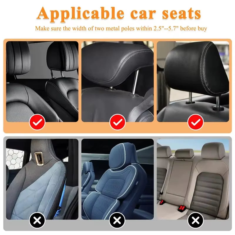 Car Headrest Pillow 360° Adjustable Sleeping Head Neck Support PU U-Shaped Travel Seat Rest Pillows Cushion for Kids Adults