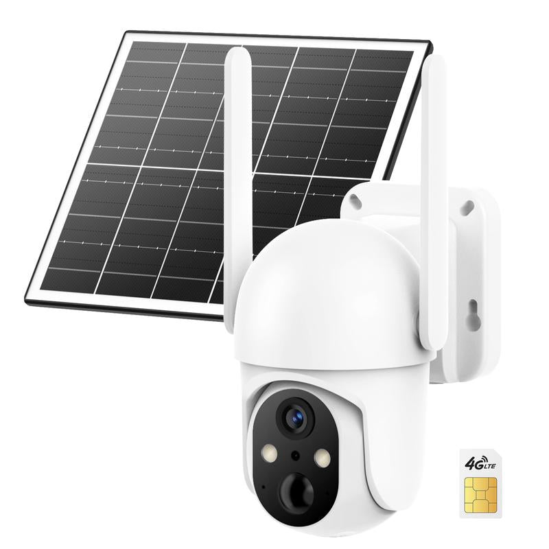 4G LTE Solar Powered Security Camera CB114S with 2K Live View 360° Coverage Two Way Audio PIR Motion Detection IP65 Waterproof Outdoor Surveillance（4G DATA REFILL Required）
