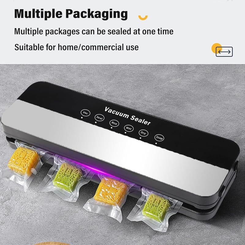 Vacuum Sealer Machine Strong Suction 5-In-1 Modes for Dry & Moist Foods with 10 Vacuum Bags Black Design for Fresh Meat Vegetables