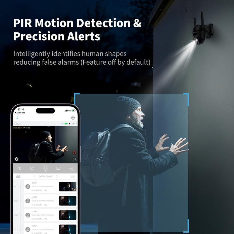 4G LTE Solar Powered Security Camera CB114S with 2K Live View 360° Coverage Two Way Audio PIR Motion Detection IP65 Waterproof Outdoor Surveillance（4G DATA REFILL Required）