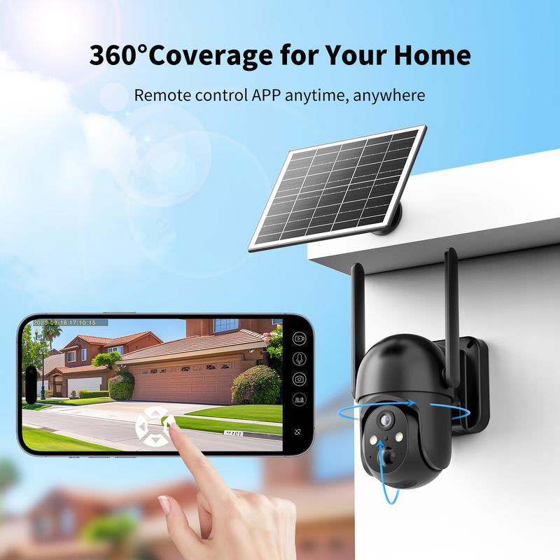 4G LTE Solar Powered Security Camera CB114S with 2K Live View 360° Coverage Two Way Audio PIR Motion Detection IP65 Waterproof Outdoor Surveillance（4G DATA REFILL Required）