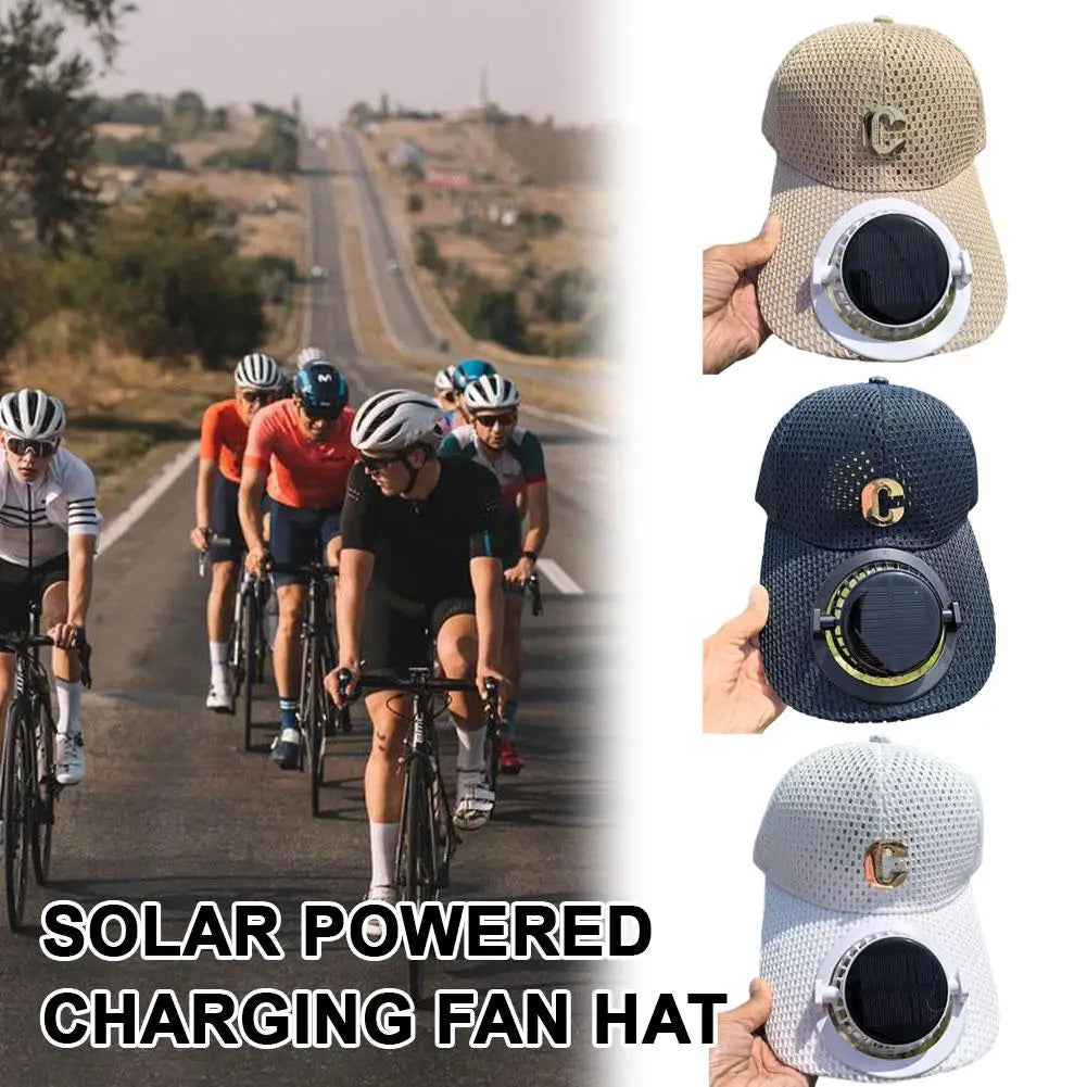 Solar Powered Charging Fan Hat Baseball Hat Outdoor Novelty Hiking Camping Solar Sun Cap for Men Women Adjustable