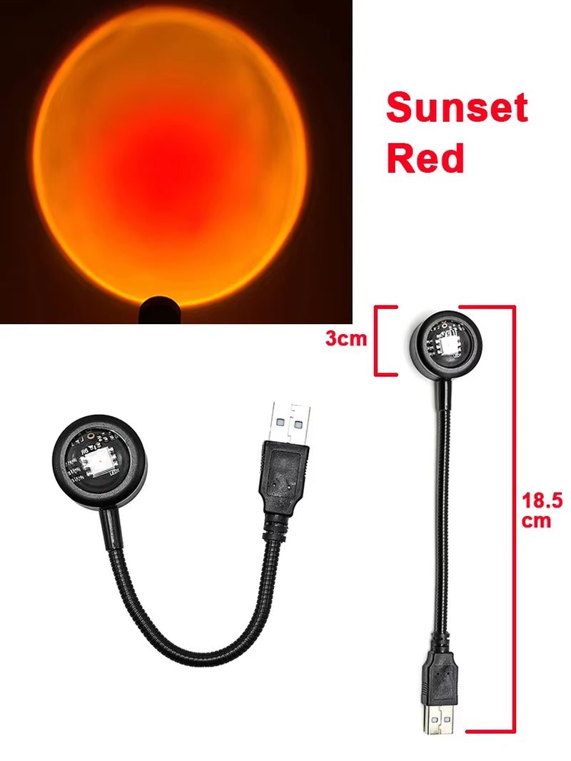 USB Sunset Light LED Rainbow Neon Night Lamp Sunset Projector Self Photography Light Wall Atmosphere Lighting for Bedroom Decor