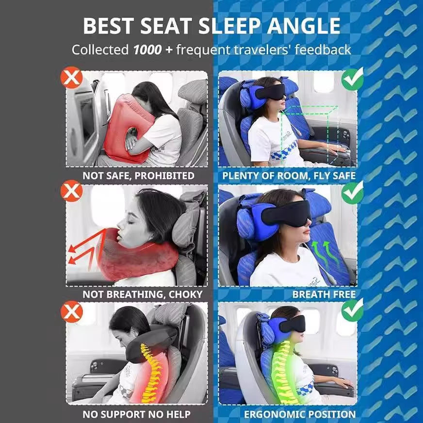 3D Contoured Travel Pillow 100% Blackout Zero Eye Pressure Sleeping Mask Soft Adjustable Travel Accessories Airplane