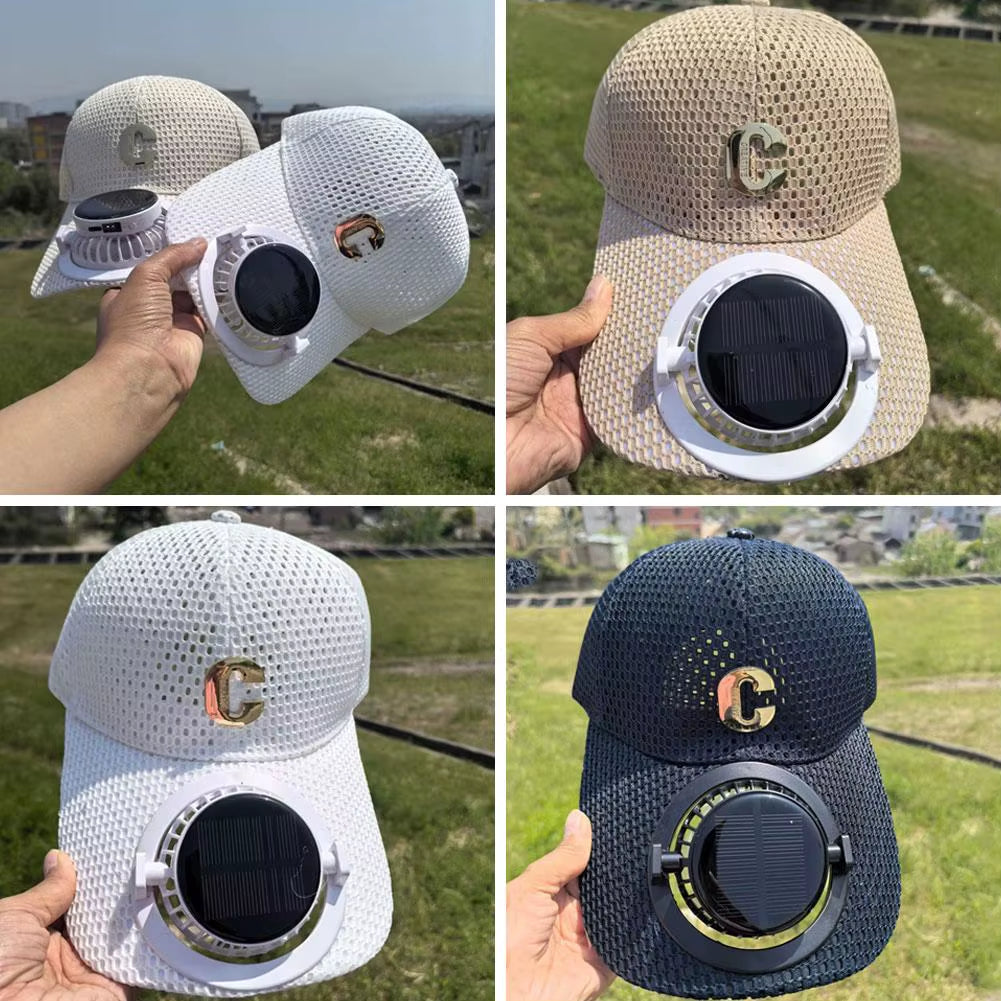 Solar Powered Charging Fan Hat Baseball Hat Outdoor Novelty Hiking Camping Solar Sun Cap for Men Women Adjustable