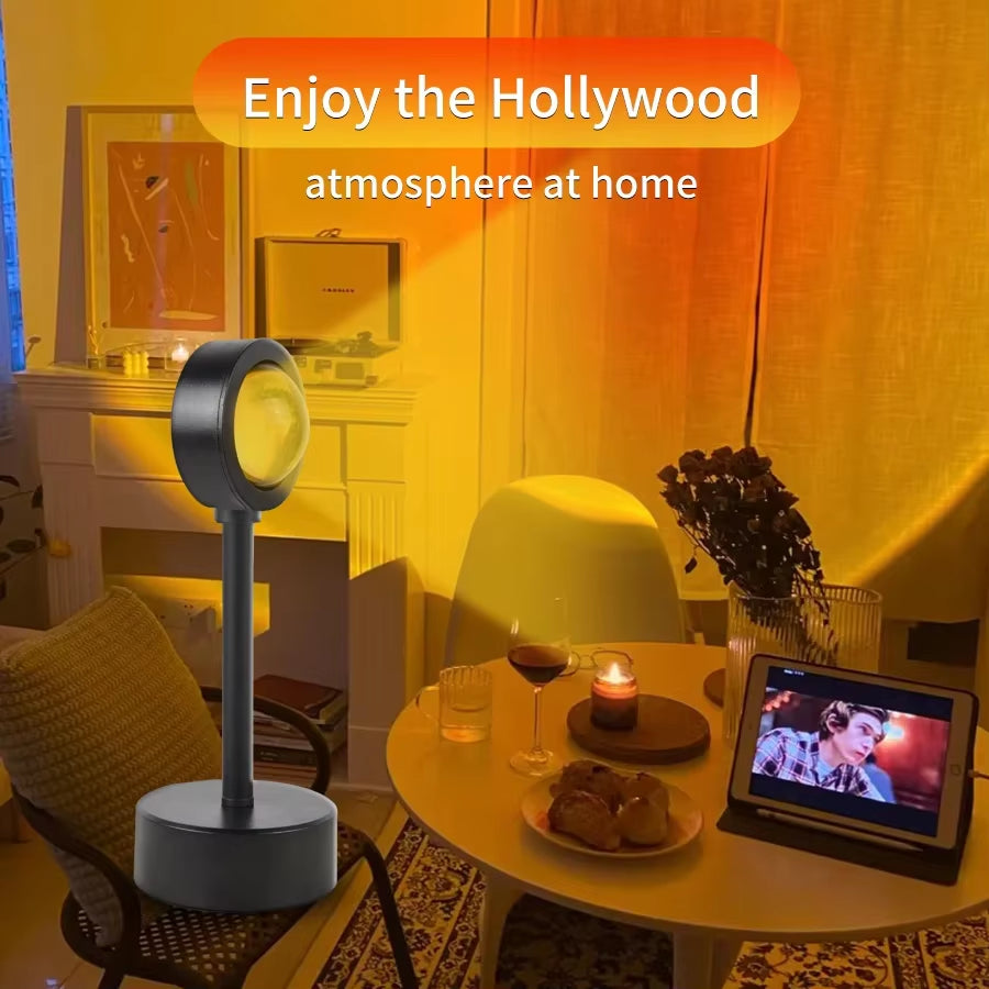 USB Sunset Light LED Rainbow Neon Night Lamp Sunset Projector Self Photography Light Wall Atmosphere Lighting for Bedroom Decor